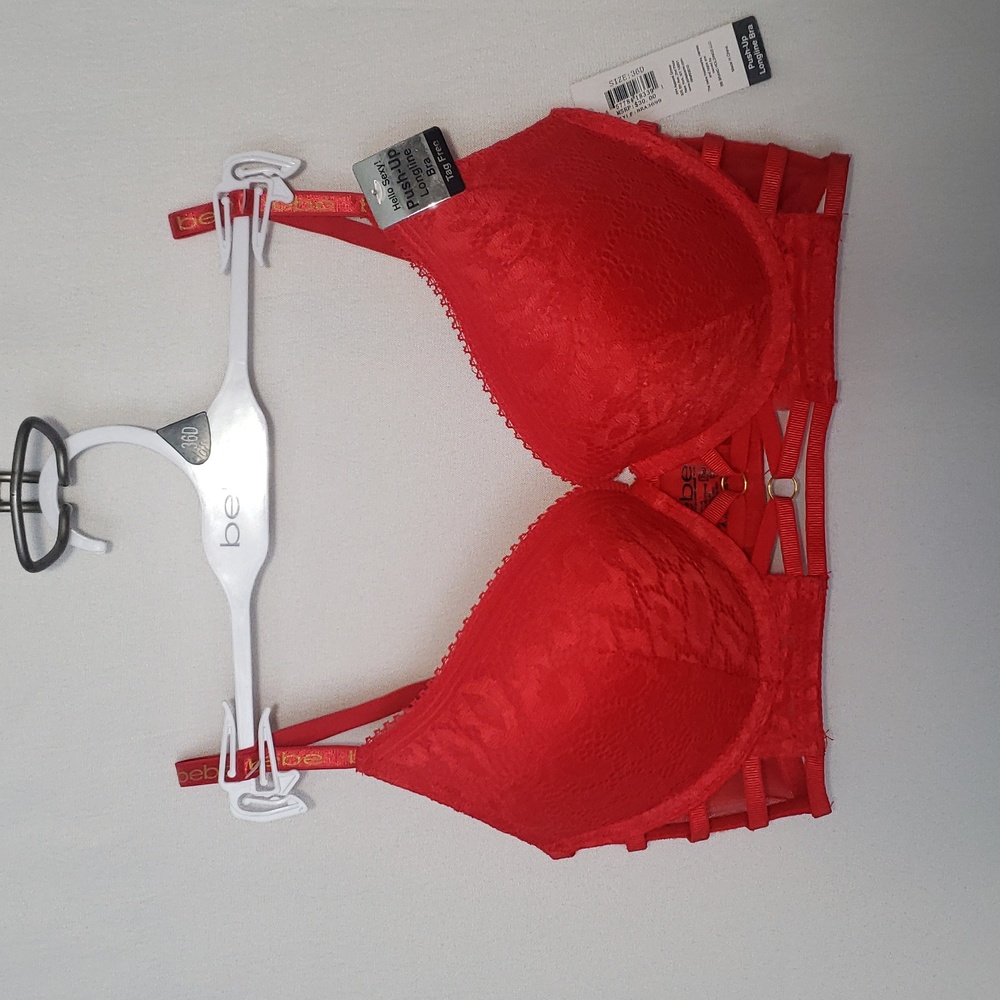 NEW with tags!!! 36D Red Lace Bebe bra Push-up longline bra, lingerie bra
